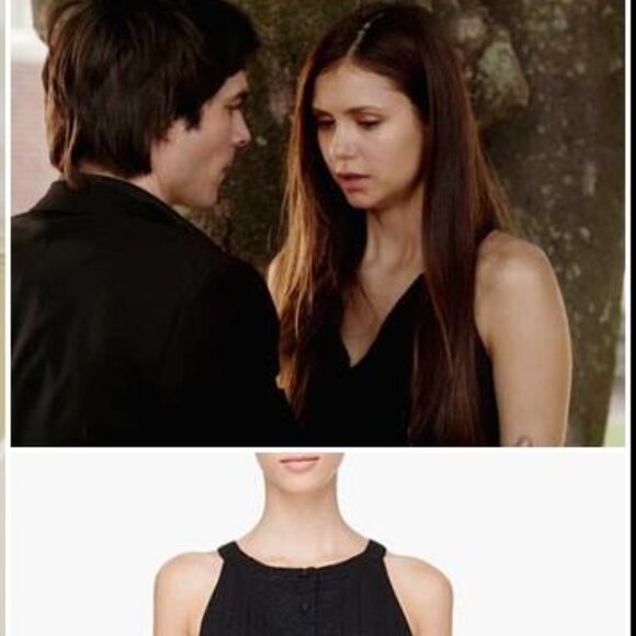 Theory ~Black Keresa Silk Blend Abstract Burnout Dress size 12 ASO Elena Gilbert - Picture 12 of 16